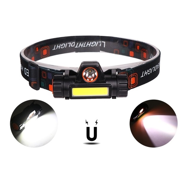 Magnet Base 7W Outdoor Waterproof  USB Rechargeable LED Head Lamp Flashlight 300+200lm Outdoor IP68