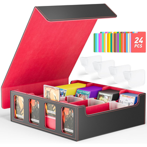 Très Durable Grande Capacité Quatre Rangées Boîte à Cartes en Cuir PU Triple Fenêtre Affichage Trois Royaumes Tuant Double Emballage Imprimé - Product Image 1