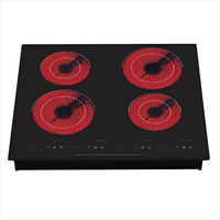Plaque de cuisson électrique en céramique, ustensile de cuisson, banc de cuisson, serpentin chauffant, adapté à toutes les casseroles, brûleur à 4 anneaux, écran tactile