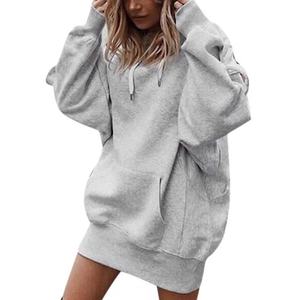 Sudadera con Capucha Personalizada para Mujer, Sudadera con Capucha de Cuello Alto, Sudadera Ajustada con Bolsillo de Parche, Vestido con Capucha - Product Image 1