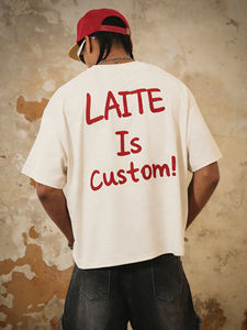 יצרן בגדים LTD-MT1044 עיצוב רחוב מקורי Risetag הדפס לוגו מותאם אישית בגב חולצות טי בגזרה מרובעת לגברים - Product Image 1