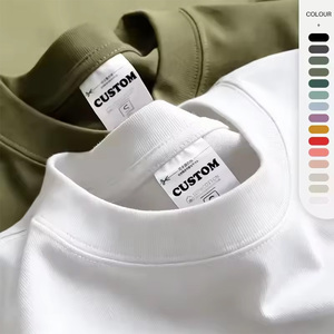 T-shirt da uomo in cotone 100% all'ingrosso, lusso 280GSM, personalizzabile con logo, collo a lupetto, oversize, pesante, traspirante - Product Image 1