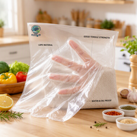 Gants jetables en plastique PE transparent pour usage domestique, prix d'usine, vente en gros, avec HDPE personnalisé
