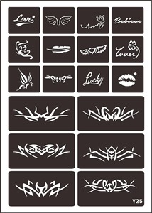 Plantillas Temporales Impermeables de Papel y PVC para Tatuajes, Pintura Facial y Corporal, Paquete de Plantillas para Adultos, Hombres y Mujeres, Uso Doméstico, Bolsa OPP - Product Image 2