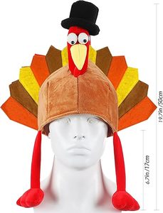Thanksgiving Day Turkeys Plush Felt Eco-friendly Customizable Hats for Adults <strong>Happy</strong> Party Funny Hat Favors - Product Image 6