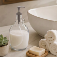Grande bouteille distributrice en verre avec pompe 500ml 1L 1.5L 2L 3L 4L 1 Gallon avec poignée pour lessive liquide et détergent – Vente en gros