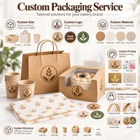 Emballage de boulangerie personnalisé HONPAK avec sac en papier kraft, boîte à gâteau avec fenêtre, gobelets en papier, papier résistant à la graisse et autocollants pour les cafés à emporter