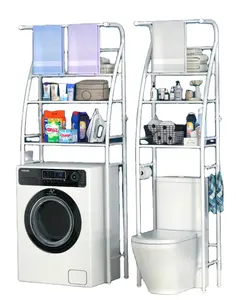 Soporte de Metal ajustable para lavadora, estante de 3 capas para almacenamiento de baño, organizador de acero no plegable