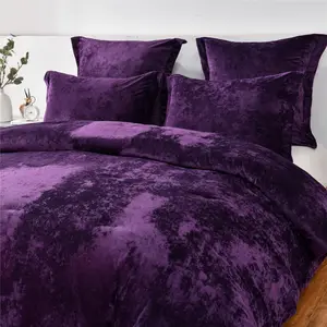 5 Pieces Distressed Velvet Comforter Set For Bedding