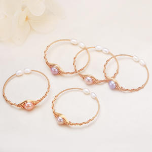 Handmade Freshwater Colored Real <b>Pearl</b> Winding <b>Bracelets</b> <b>for</b> <b>Women</b> Manufacturer's Direct Supply Simple Opening Bangle - Product Image 1