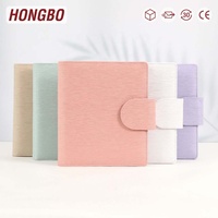 Organiseur de planification en cuir Hongbo A5 avec spirale et anneaux, anneaux en or rose, 45 feuilles lignées