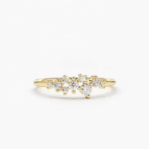 LYBURCHI Anel de prata esterlina 925 14/18K banhado a ouro Vermeil joia fina cristal CZ diamante pedra preciosa conjunto para mulheres