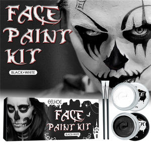 EELHOE Kit <span class=keywords><strong>de</strong></span> pintura facial profesional impermeable grado cosmético negro blanco <span class=keywords><strong>cara</strong></span> cuerpo vampiro Zombie <span class=keywords><strong>calavera</strong></span> maquillaje pintura - Product Image 2