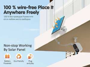 كاميرا مراقبة خارجية تعمل بالطاقة الشمسية مع واي فاي ذكي من تويا، بدقة 2 ميجابكسل، مع خاصية الصوت والرؤية الليلية وكشف الحركة والإنذار - Product Image 4