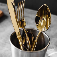 Luxury Matte Gold Flatware Set Stainless Steel Flatware Bulk Sale Spoon and Fork with Packaging