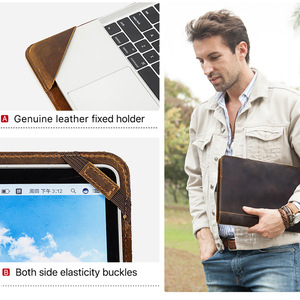 Custodia Protettiva Personalizzata in Vera Pelle da <span class=keywords><strong>13</strong></span> Pollici per Laptop, <span class=keywords><strong>Borsa</strong></span> per Business Mac Pro <span class=keywords><strong>Air</strong></span>, Adatta a Laptop da <span class=keywords><strong>13</strong></span>.3 a 15.4 Pollici - Product Image 6