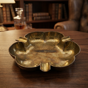 <b>Vintage</b> Brass Desktop <b>Ashtray</b> With Floral Shape Design - Product Image 2