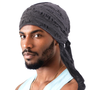 Vintage uomo turbante pirata 360 onda cotone angosciato Du Doo straccio lunga coda <span class=keywords><strong>Bandana</strong></span> Durag per gli uomini - Product Image 2