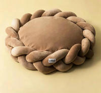 Coussin ovale doux et moelleux en peluche pour animaux de compagnie, avec logo personnalisé, idéal pour l'hiver, pour petits chiens et chats, vente en gros