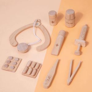 Jeu de rôle médical pour tout-petits en bois naturel, kit de docteur pour enfants de 3 ans et plus - Product Image 2