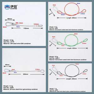 Mousqueton en acier inoxydable avec câble de sécurité tressé et extrémités bouclées, câble métallique de sécurité gainé - Product Image 3