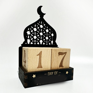 Calendario de Adviento DIY de Ramadán y Eid Mubarak con Luna Creciente y Estrella de Madera de Boj, Decoraciones de Cuenta Regresiva para Interiores, Adornos para el Hogar, <span class=keywords><strong>Regalos</strong></span> - Product Image 4
