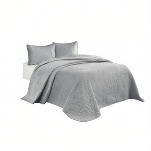 ชุดผ้านวมลายเรขาคณิตทันสมัยแบบกลับด้านได้ สีเทา ขนาดทวิน/ทวินเอ็กซ์แอล 3 ชิ้น ผ้าฝ้ายผสมใยฝ้ายลายวินเทจ ใช้ได้ทุกฤดู - Product Image 1