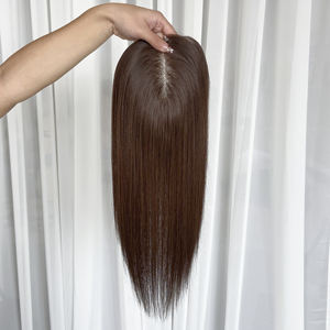 Nouvelle conception 2026, cheveux naturels bruns européens lisses, dentelle HD, cheveux vierges Remy, topper pour cheveux, petits nœuds, densité 130%, pour femmes - Product Image 2