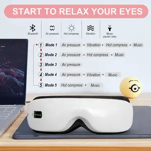 Massageador vibratório sem fio, massageador de olhos com pressão aquecida e vibratório para música