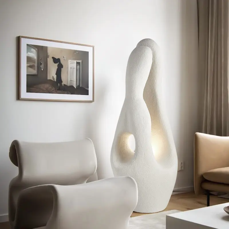 SENKAI Modern minimalist Nordic wabi-Sabi Bedroom Hotel Living room Floor lamp White irregular shape design floor lamp