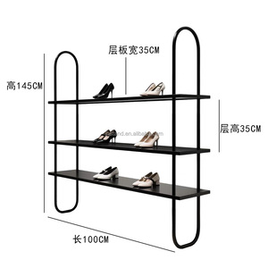 Espositore per Scarpe a 3/4 Livelli in Metallo Nero Autoportante per Negozi di <span class=keywords><strong>Abbigliamento</strong></span> e Borse - Product Image 4