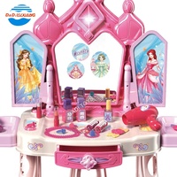 Ensemble de maquillage pour enfants avec porte à induction lumineuse et musicale, chaise de jeu en plastique, jeu éducatif, coiffeuse