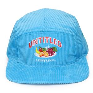 Casquettes de course non structurées personnalisées à 5 panneaux en velours côtelé bleu avec logo brodé - Product Image 2