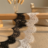 Cordon de dentelle brodé 100 % polyester hydrosoluble à motif floral, largeur 7 cm, pour garniture de robe de mariée, embellissements en point satiné