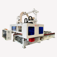 Scie de profilage de porte industrielle CNC à 4 côtés Machine automatique de découpe et de coupe de bord de porte en bois