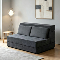 Canapé-lit convertible Ressainic, chaise-lit pliable, matelas en mousse pour le sol, futon une place en PU pour chambre à coucher (gris, taille double)