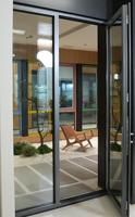 Porte extérieure moderne haut de gamme sur mesure, double arche en aluminium, anti-effraction, double vitrage trempé, isolation thermique pour jardin et villa
