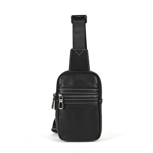 Men's Chest <b>Bag</b> Black Genuine Leather Waterproof Casual Everyday Use Spring 2024 - Product Image 5