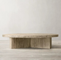 Table basse ronde rétro en bois massif pour salon, table à thé de style italien de luxe léger, petite table en bois pour la maison