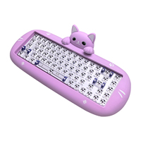 Kit de clavier de jeu mécanique CAT68 clavier en silicone tri-mode 2.4G/BT/filaire échange à chaud claviers ergonomiques rétroéclairés rvb chat mignon