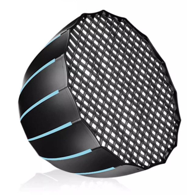 90cm Softbox with Grid 16-rib Deep Parabolic Umbrella Softbox Metal Bowens Mount for Photography Flash Light