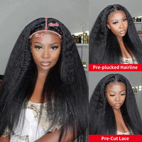 Perruque M Hairline 13x6 Ultra Skin Melt HD Full Lace Front Wig Yaki Kinky Straight en Cheveux Humains Vierges Brésiliens Naturels avec Dentelle Transparente