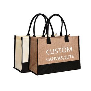 Chất lượng cao có thể in tùy chỉnh in logo trắng trống lớn bông đay Vải Tote Quà Tặng túi xách bãi biển Túi mua sắm cho phụ nữ phụ nữ - Product Image 1