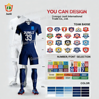 Ensemble d'uniformes de football personnalisés imprimés par transfert thermique, respirants, antibactériens, avec pantalon à taille élastique, numéros et noms d'équipe personnalisés