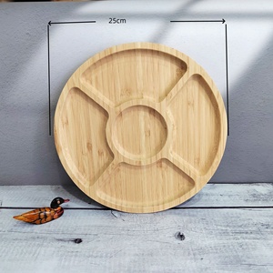 Plateau rond en bambou japonais à cinq compartiments, plateau de luxe en bois pour fruits secs et assiette à collation pour enfants, idéal pour la cuisine ou les fêtes - Product Image 3