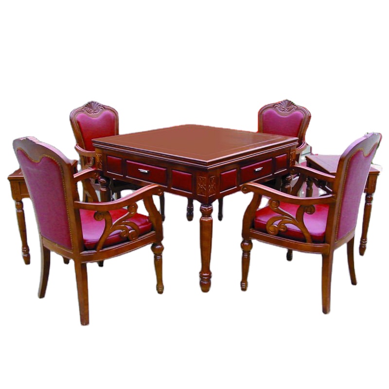 Красный цвета high-end деревянный автоматический настольные игры маджонг набор