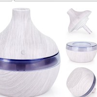 Humidificateur et diffuseur USB ultra-silencieux en plastique imitation bois de 300 ml avec veilleuse pour la maison et le bureau - Cadeau idéal