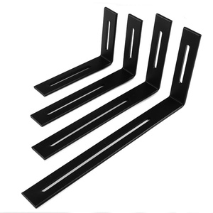 Support d'<span class=keywords><strong>angle</strong></span> réglable en fer noir de 3 mm d'épaisseur, en forme de L, à trou long, pour étagère, quincaillerie d'armoire de <span class=keywords><strong>cuisine</strong></span> à <span class=keywords><strong>angle</strong></span> de 90 degrés - Product Image 2