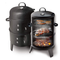 Barbecue à charbon de bois fumé, 3 en 1, tour verticale, gril fumé, 3 niveaux