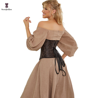 Corset brocart victorien Halloween pour femme, 36 cm (dos) x 22 cm (hanches), avec 6 broches, grande taille, écoresponsable